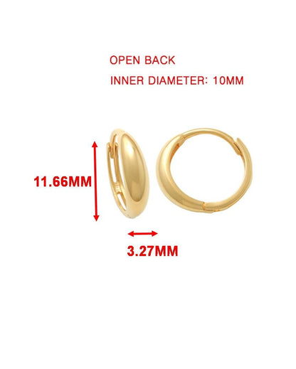 Real 10k Solid Yellow Gold Designer Polish Hoop Huggie Earrings