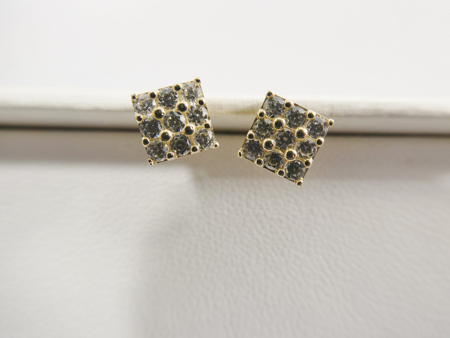 real 10k solid yellow gold square push post stud earrings