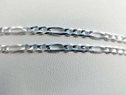 Real 925 Sterling Silver 2.6mm Italian Concave Figaro Solid Chain Lobster Lock Clasp