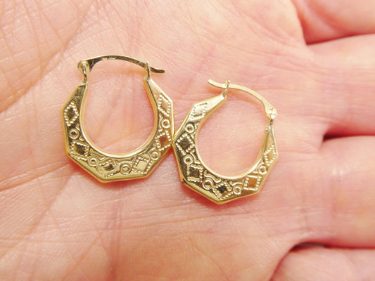 10k real solid yellow gold classic design children hoop earrings