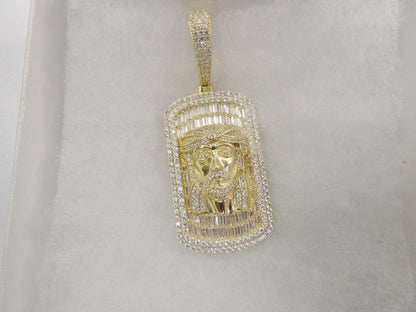 Real 925 Sterling Silver Large Jesus Head Medallion Pendent