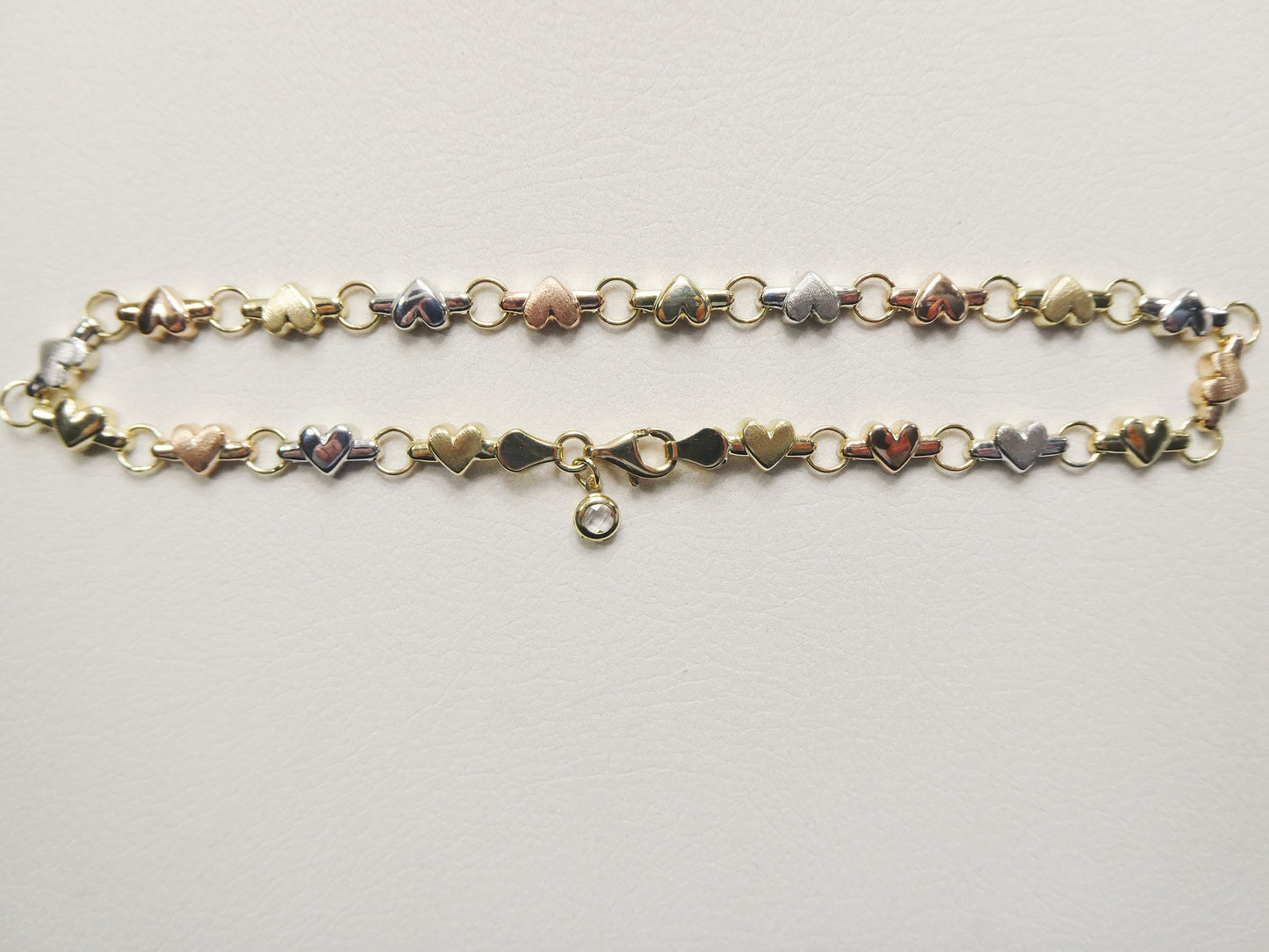 real 14k solid yellow gold 10 inch anklet heart bracelet