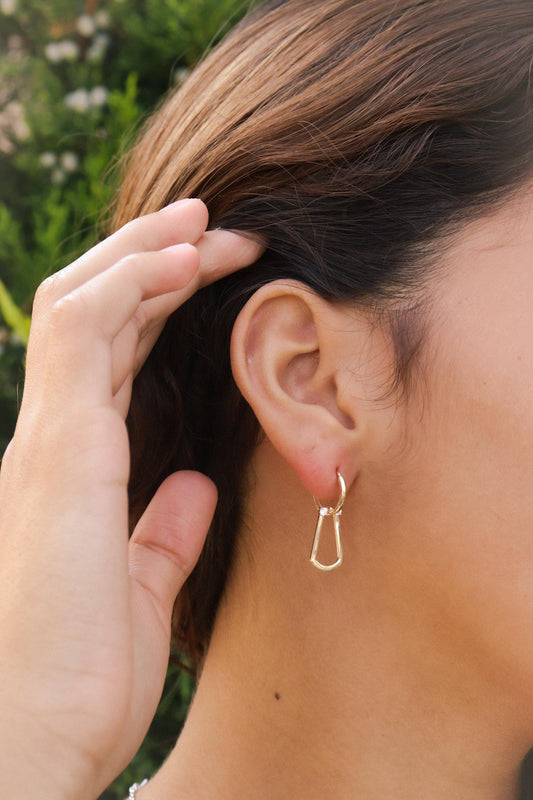 real 10k solid yellow gold buckle hoop huggie earring