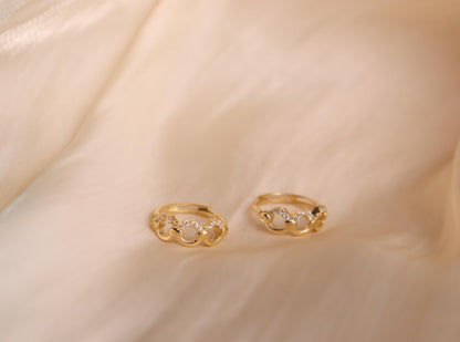 Real 10k Solid Yellow Gold Designer Hoop Huggie Earrings