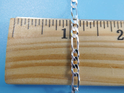 Real 925 Sterling Silver 3.5mm Italian Concave Figaro Solid Chain Lobster Lock Clasp