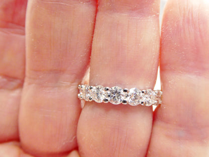 Real 925 Sterling Silver Solitaire Moissanite Anniversary Eternity Ladies Band