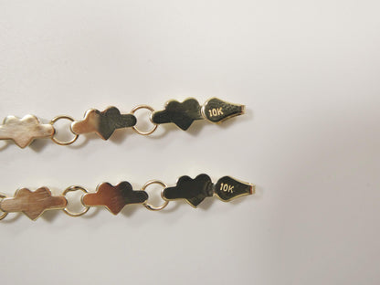 Real 10k Solid Yellow Gold 6 Inch Children/Women XO Heart Bracelet