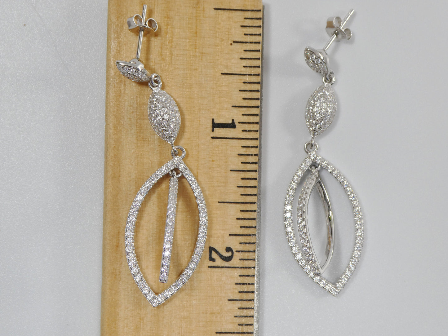 real 925 sterling silver micro pave setting 14k white gold color finish drop earrings