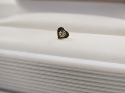 14k Real Solid Yellow Gold Heart Nose Ring