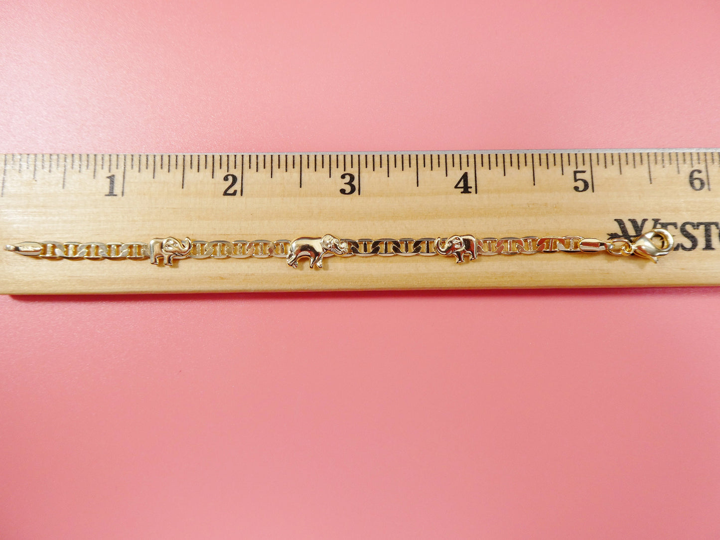 5.5 inch 18k gold filled mariner chain style elephant baby bracelet