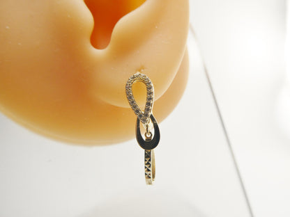 Real 10k Solid Yellow Gold Designer Teardrop Hoop Huggie Earrings