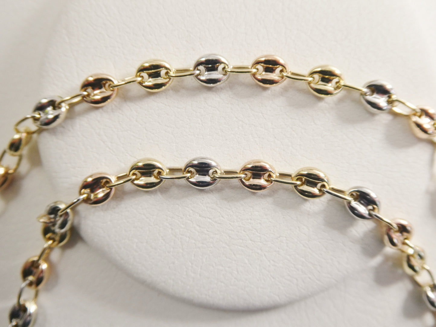 real 14k solid yellow gold 7 inch puff mariner ladies bracelet