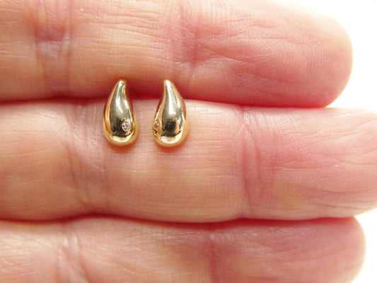 real 10k solid yellow gold teardrop push post earrings