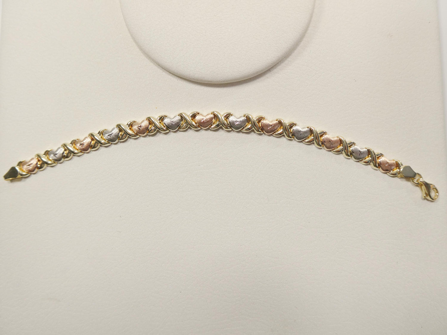 real 10k solid yellow gold 6 inch children/women xo heart bracelet