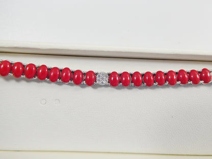 7 Inch Real 925 Sterling Silver Ruby Turquoise Tennis Bracelet