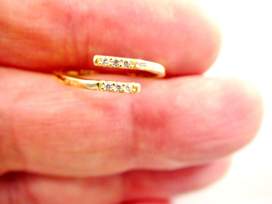 real 14k solid yellow gold women's classic micro pave setting pinky ring