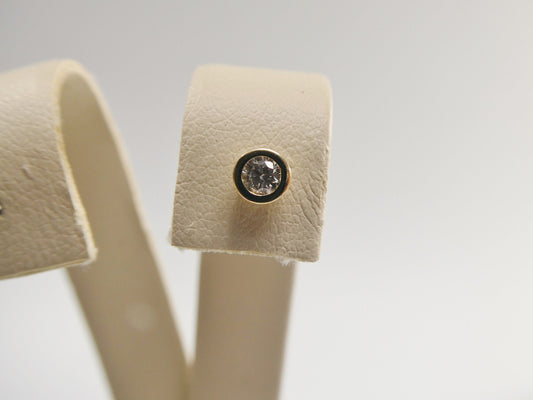 14k real solid yellow gold 3mm bezel setting nose ring
