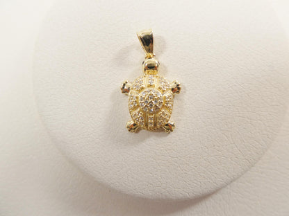 14k Real Solid Yellow Gold Turtle Pendent and Rope Necklace