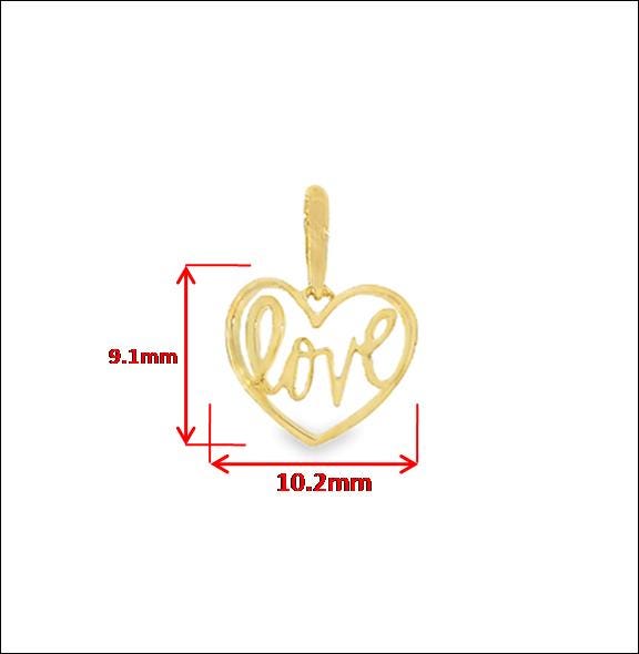10k Yellow Gold Singapore Chain Necklace heart Pendant