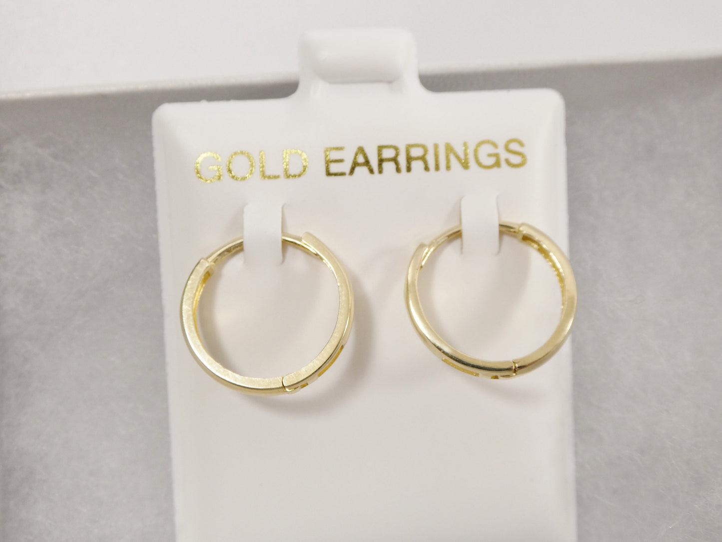 real 10k solid yellow gold plain high polish 15mm hoop huggie earrings