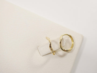 Real 10k Solid Yellow Gold Designer Hoop Huggie Earrings
