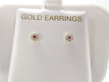 Real 10k Solid Yellow Gold Tiny Small Flower Push Post Stud Earrings