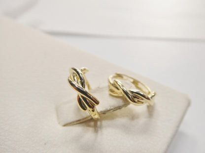 Real 10k Solid Yellow Gold Design Huggie Earrings