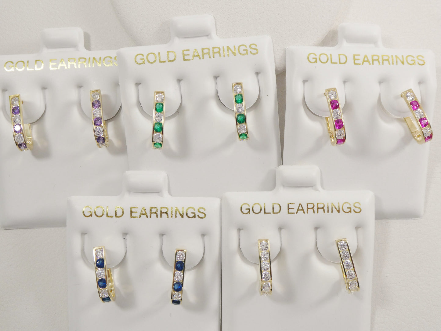 real 10k solid yellow gold birthstone color straight line French back earring