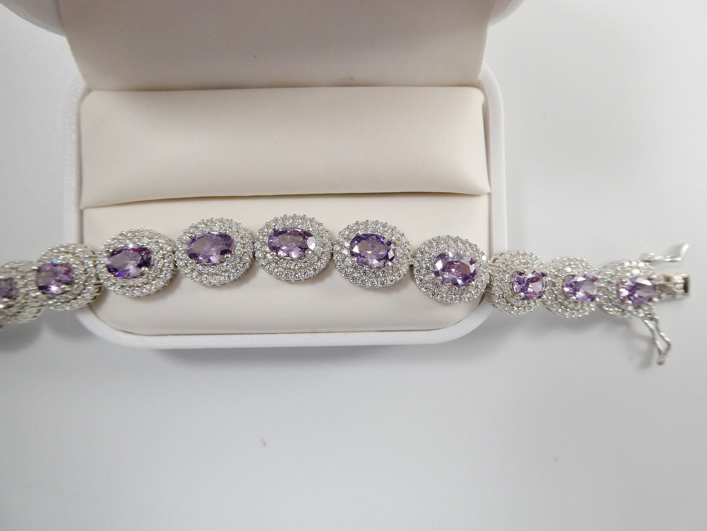 7 inch real 925 sterling silver large color stone ladies bracelet