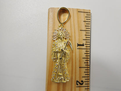 Real 925 Sterling Silver Santa Muerte Pendent Charm