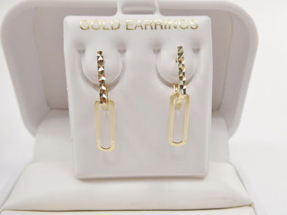 Real 10k Solid Yellow Gold Designer Hoop Huggie Earrings