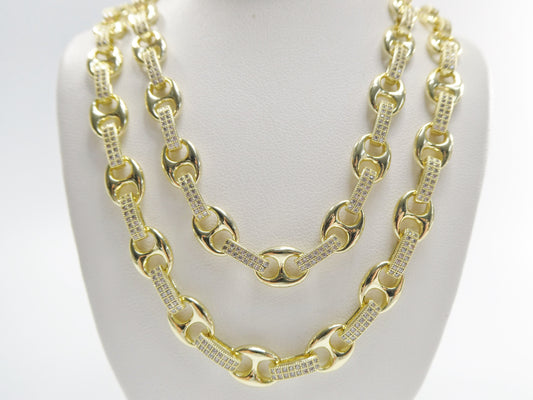 14k gold filled yellow gold puffed mariner LINK necklace