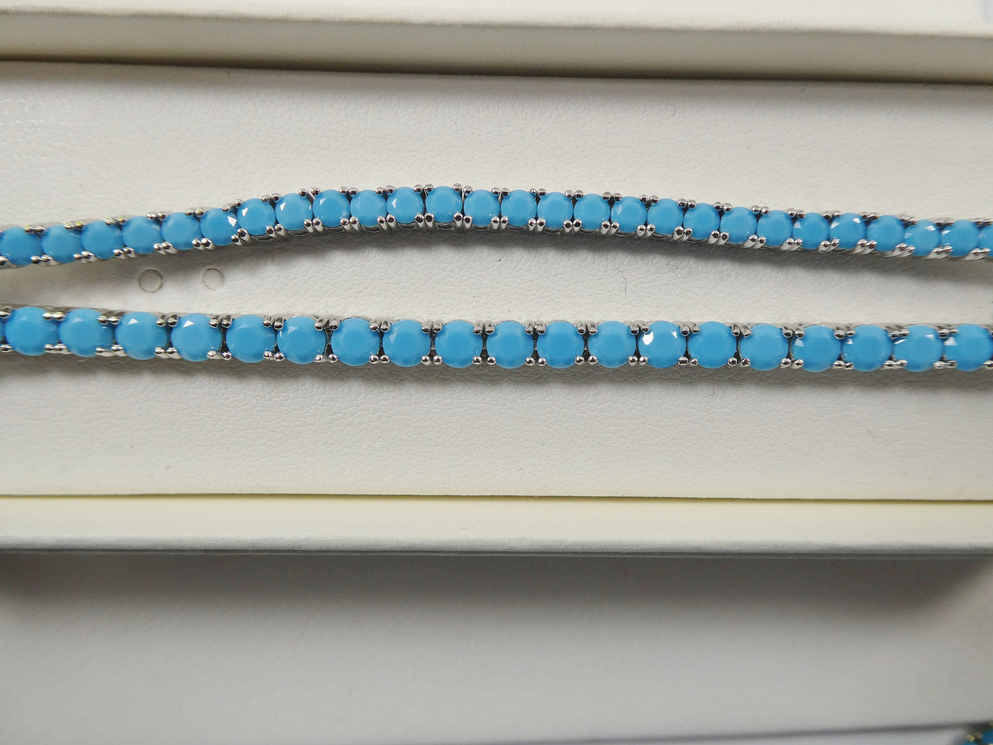 7 inch 3mm/ 4mm real 925 sterling silver turquois tennis bracelet