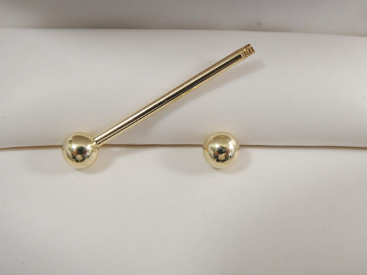 14k real solid yellow gold 20MM / 22MM straight barbell tongue belly button ring piercing