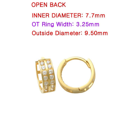 Real 10k Solid Yellow Gold Tiny Two Line Earring / Cartilage Daith Hoop Huggie Earrings