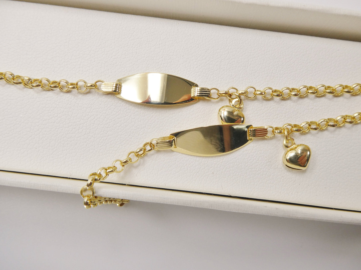 real 10k solid yellow gold 5.5/ 6.5 inch children/women heart dangling bracelet