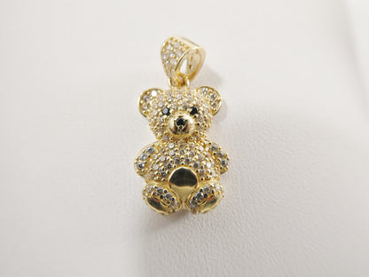 14k Real Solid Yellow Gold Small Teddy Bear Charm Pendent