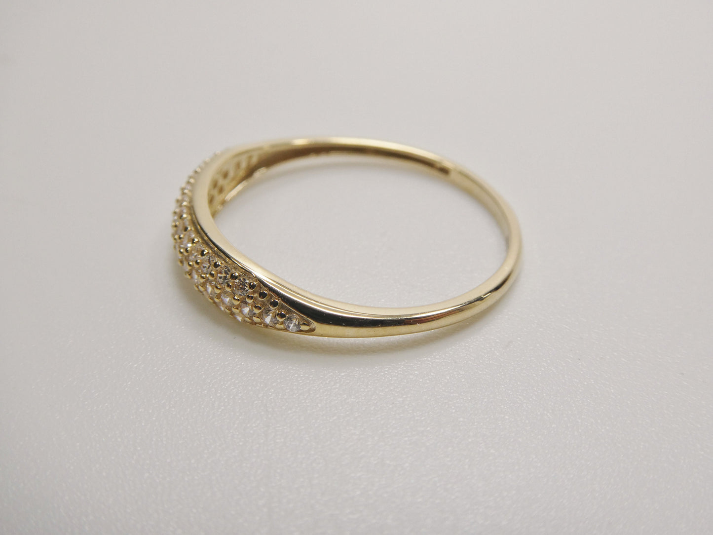 real 10k solid yellow gold women's classic micro pave setting ring