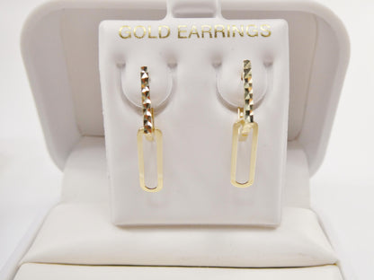 Real 10k Solid Yellow Gold Designer Hoop Huggie Earrings