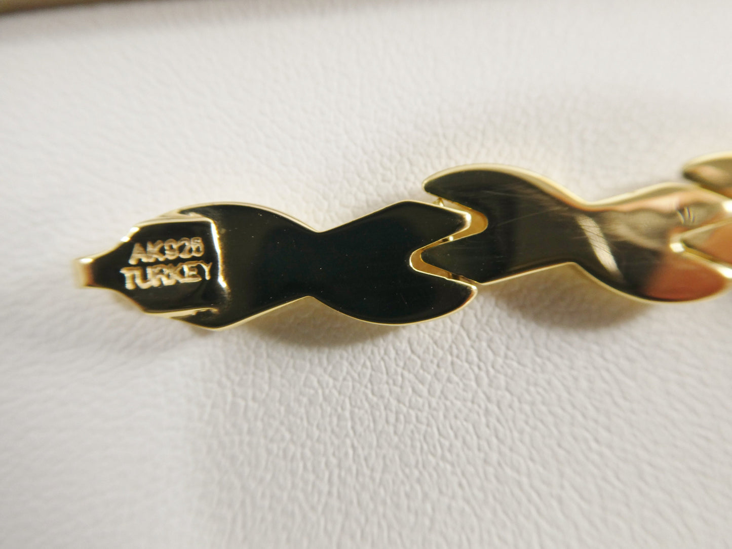 7.50 inch real 925 sterling silver xo style 14k gold tone finish