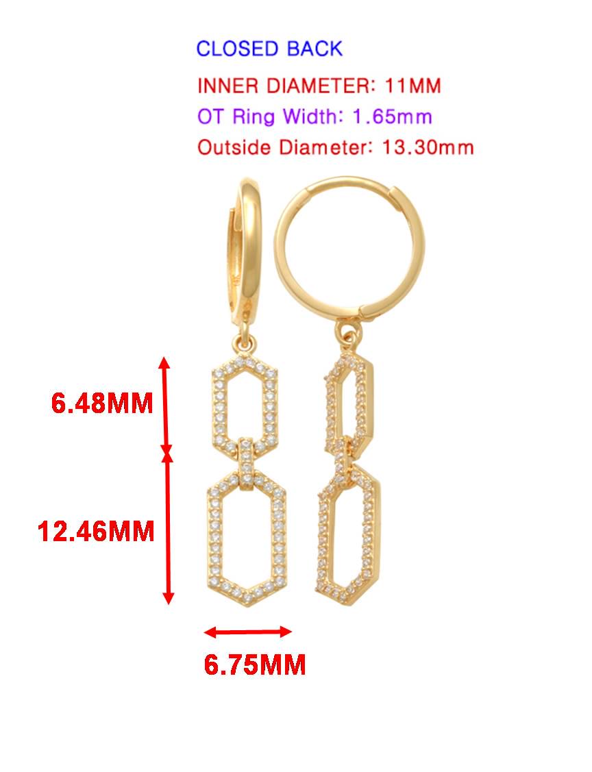 real 10k solid yellow gold paperclip dangling hoop huggie earrings