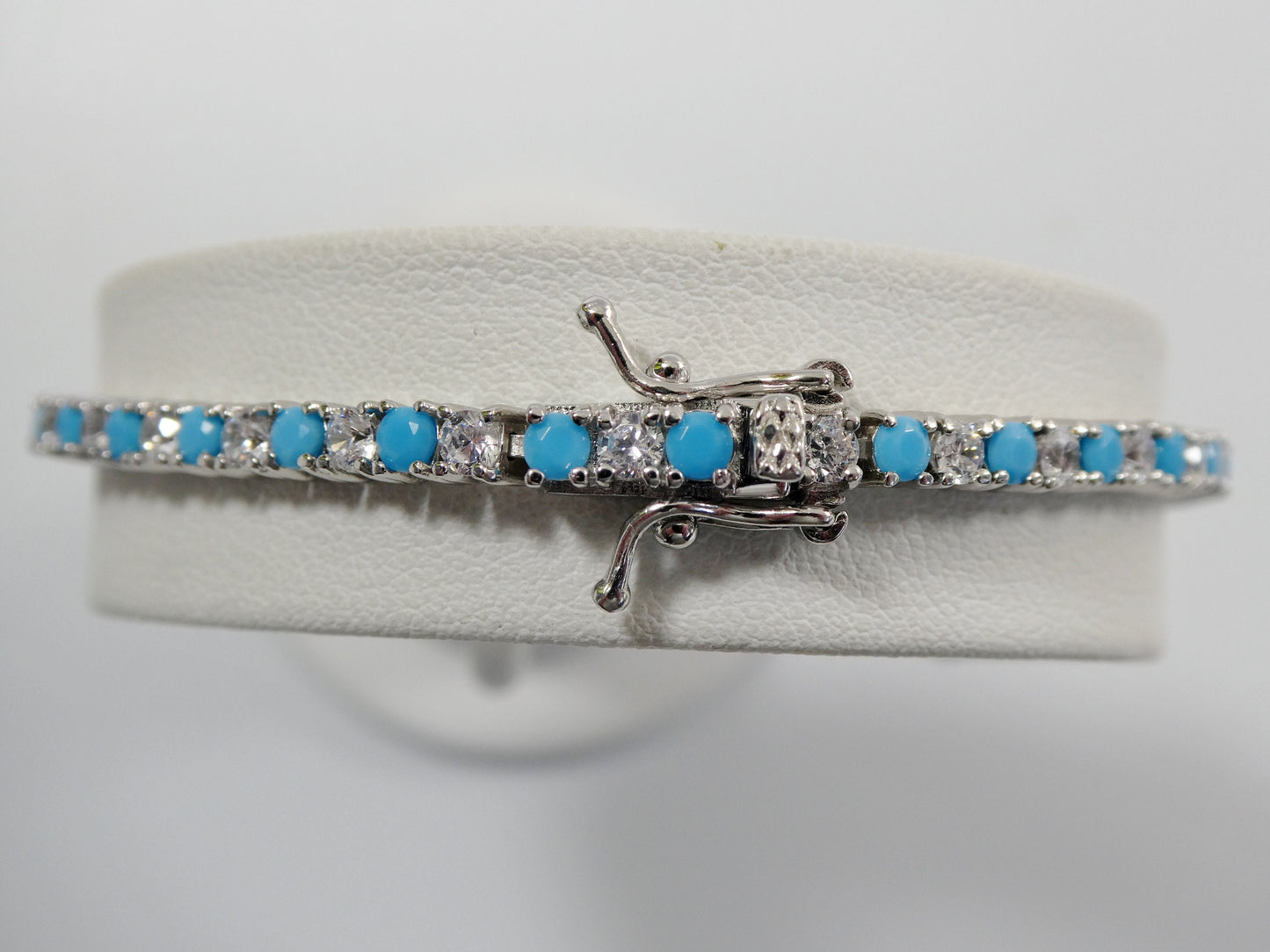 2.5mm 7 inch turquoise tennis bracelet real 925 sterling silver