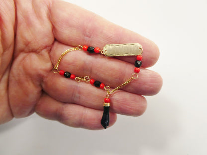 Real 10k Solid Yellow Gold 5 inch Azabache Boy Girl Baby Bracelet