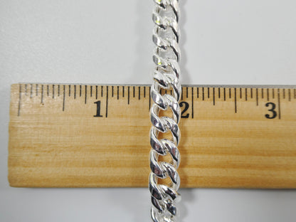 Real 9mm 925 Sterling Silver Miami  SEMI SOLID Link Chain Box Lock Clasp