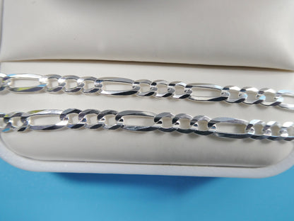 Real 925 Sterling Silver 4mm Italian Concave Figaro Solid Chain Lobster Lock Clasp