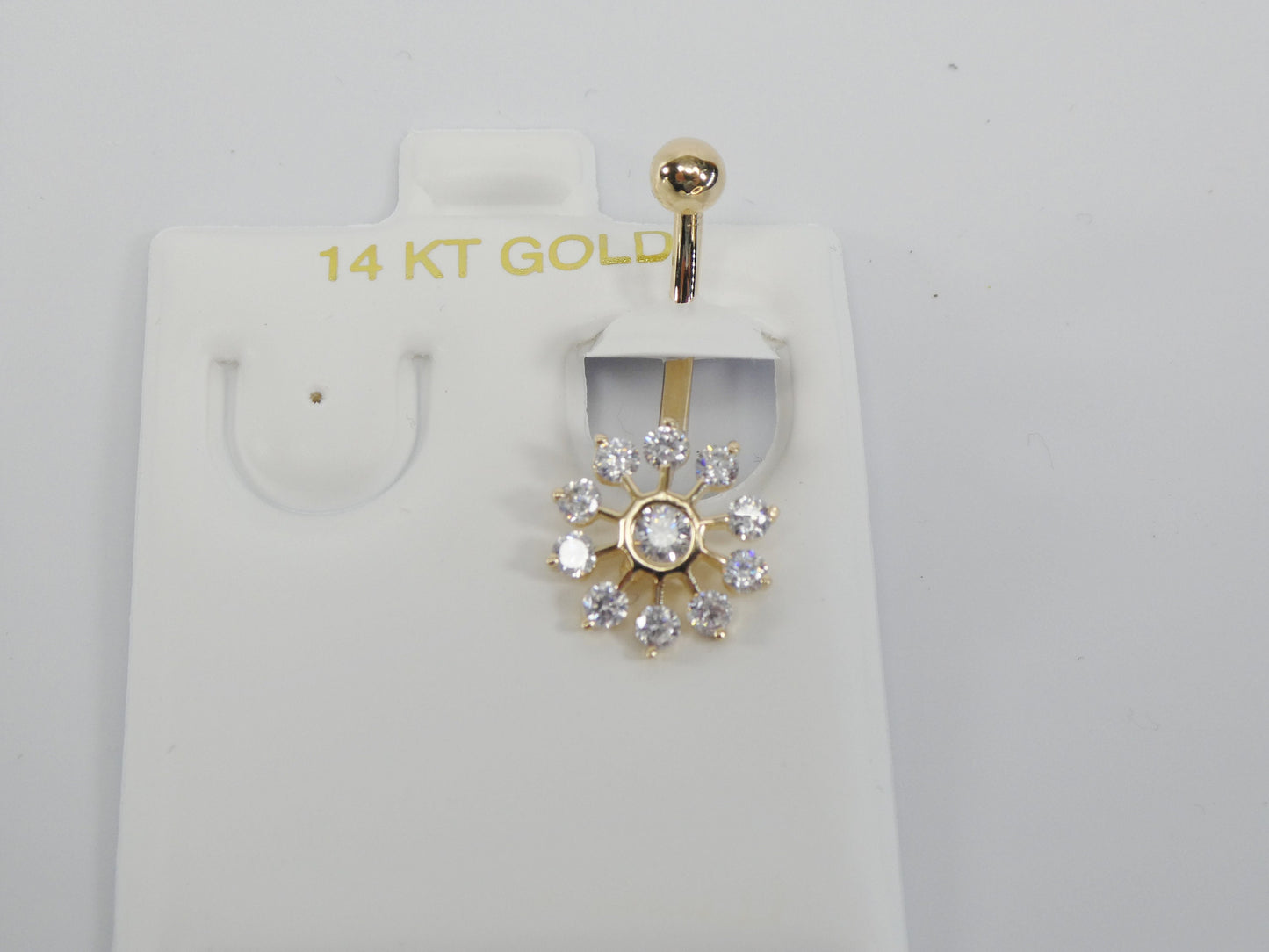 14k real solid yellow gold sun belly ring