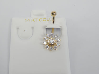 14k Real Solid Yellow Gold Sun Belly Ring