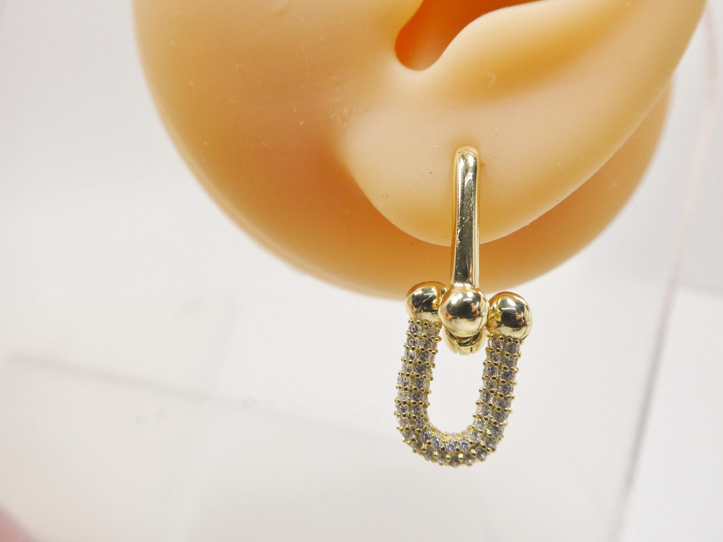 real 925 sterling silver u-shape paperclip earrings