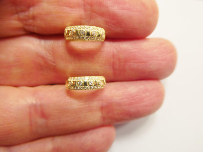 Real 10k Solid Yellow Gold Designer Hoop Huggie Earrings