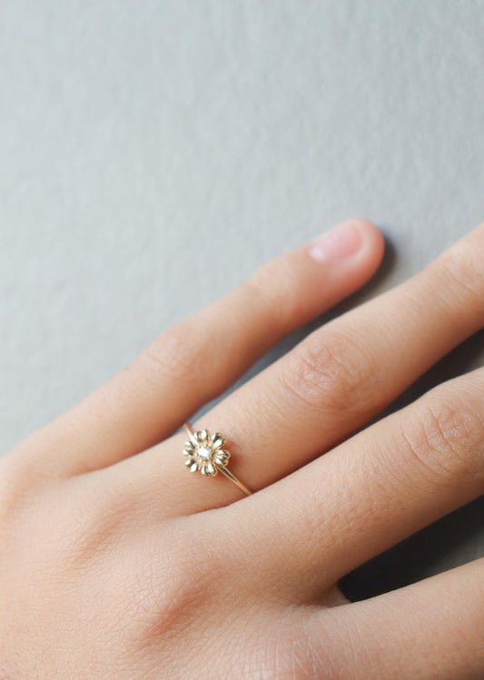 real 10k solid yellow gold women's classic micro pave setting ring